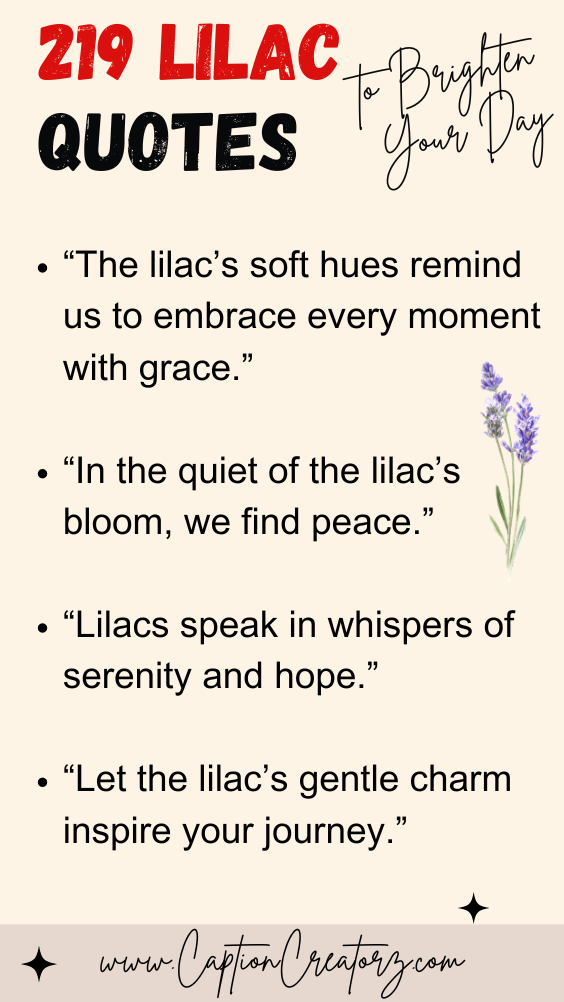 219 Lilac Quotes to Brighten Your Day - CaptionCreatorz